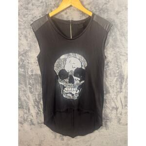 Black Sleeveless Sequin Skull Top Women’s Small Made in the USA!